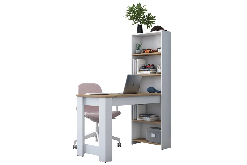 Jaan kirjoituspöytä 53,8x120 cm valkoinen/ruskea - Hanah Home - Huonekalut - Pöytä & ruokailuryhmä - Työpöytä - Tietokonepöytä