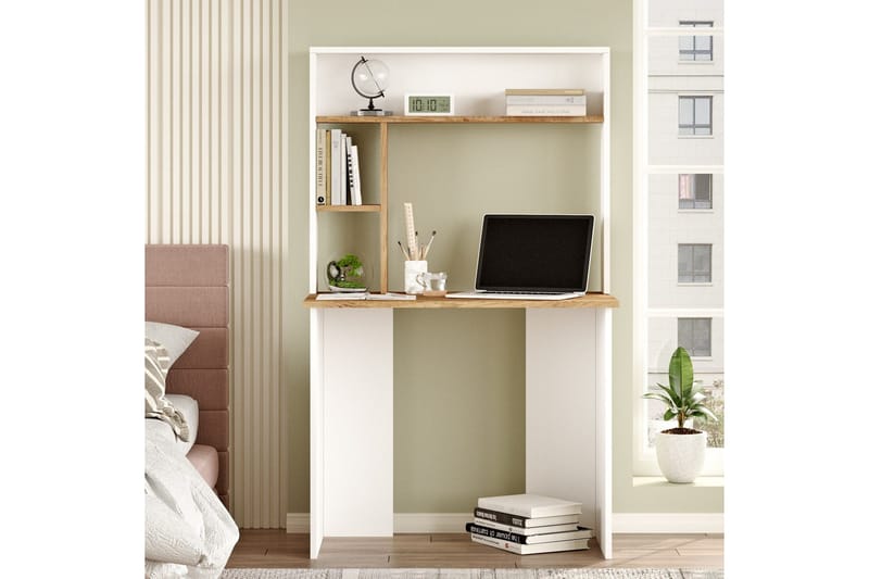 Kaiji kirjoituspöytä 90x51,6 cm tummansininen/valkoinen - Hanah Home - Huonekalut - Pöytä & ruokailuryhmä - Työpöytä - Tietokonepöytä