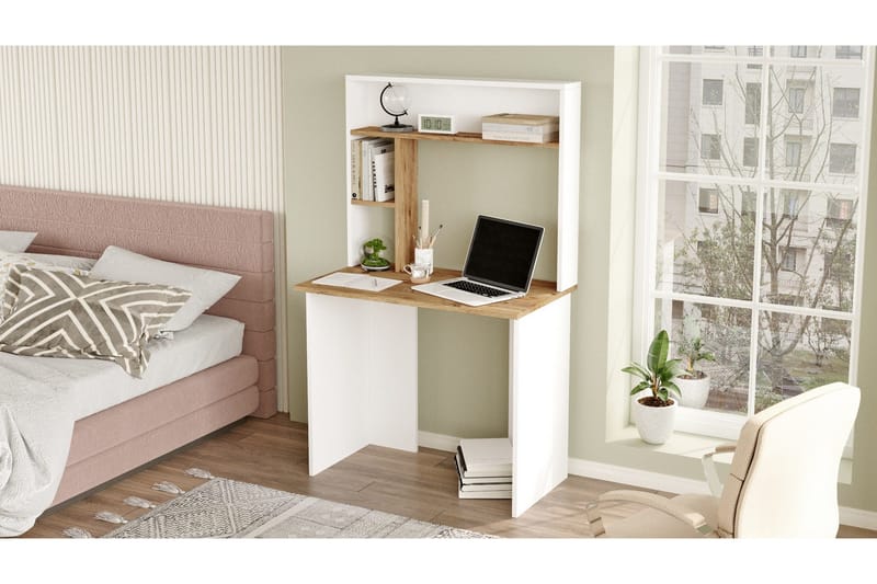 Kaiji kirjoituspöytä 90x51,6 cm tummansininen/valkoinen - Hanah Home - Huonekalut - Pöytä & ruokailuryhmä - Työpöytä - Tietokonepöytä