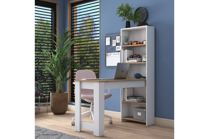 Jaan kirjoituspöytä 53,8x120 cm valkoinen/ruskea - Hanah Home - Huonekalut - Pöytä & ruokailuryhmä - Työpöytä - Tietokonepöytä