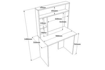 Kaiji kirjoituspöytä 90x51,6 cm tummansininen/valkoinen - Hanah Home - Huonekalut - Pöytä & ruokailuryhmä - Työpöytä - Tietokonepöytä
