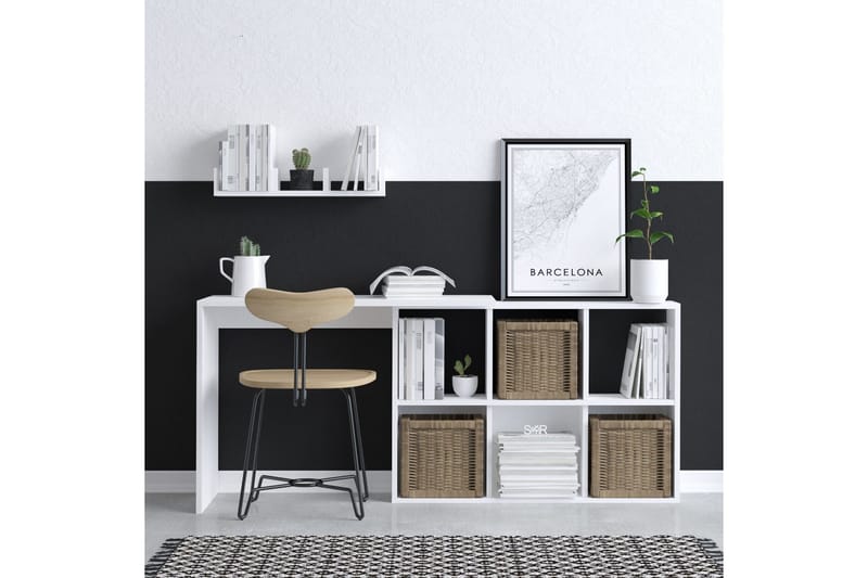 Kaus kirjoituspöytä 74x45 cm valkoinen/ruskea - Hanah Home - Huonekalut - Pöytä & ruokailuryhmä - Työpöytä - Tietokonepöytä