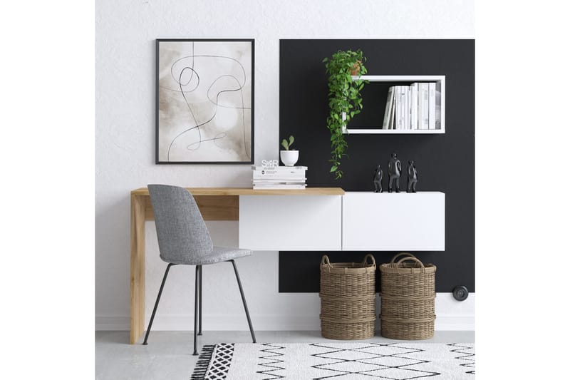 Tiff kirjoituspöytä 74x45 cm valkoinen/ruskea, Hanah Home