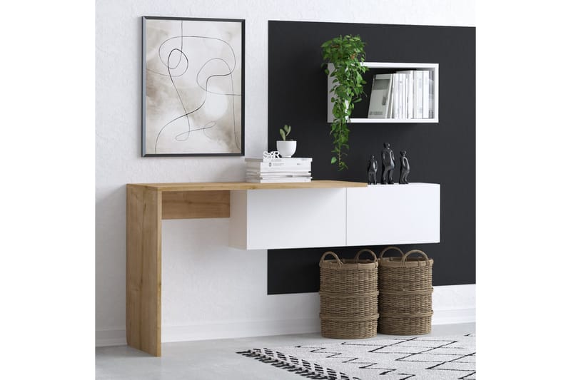 Tiff kirjoituspöytä 74x45 cm valkoinen/ruskea - Hanah Home - Huonekalut - Pöytä & ruokailuryhmä - Työpöytä - Tietokonepöytä