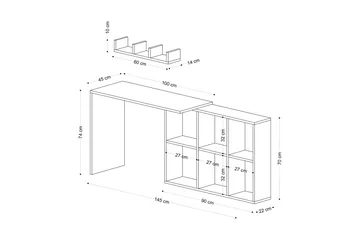 Kaus kirjoituspöytä 74x45 cm valkoinen/ruskea - Hanah Home - Huonekalut - Pöytä & ruokailuryhmä - Työpöytä - Tietokonepöytä