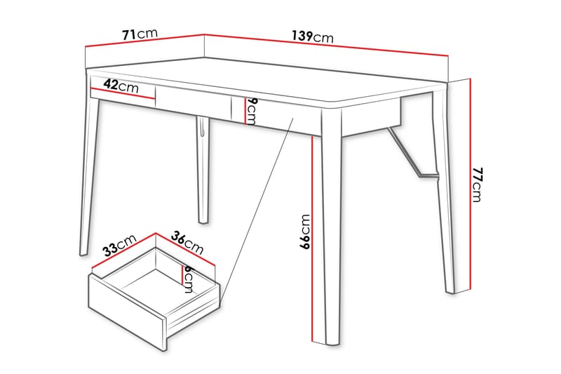 Aditiya Kirjoituspöytä 71x139 cm - Ruskea - Huonekalut - Pöytä & ruokailuryhmä - Työpöytä
 - Tietokonepöytä