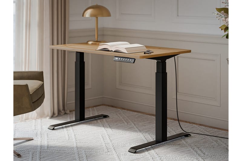 Adrianah Työpöytä 67x121 cm - Ruskea/Musta - Huonekalut - Pöytä & ruokailuryhmä - Työpöytä - Tietokonepöytä