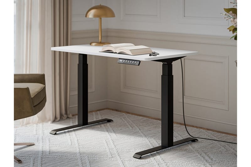 Adrianah Työpöytä 67x121 cm - Valkoinen/Musta - Huonekalut - Pöytä & ruokailuryhmä - Työpöytä - Tietokonepöytä