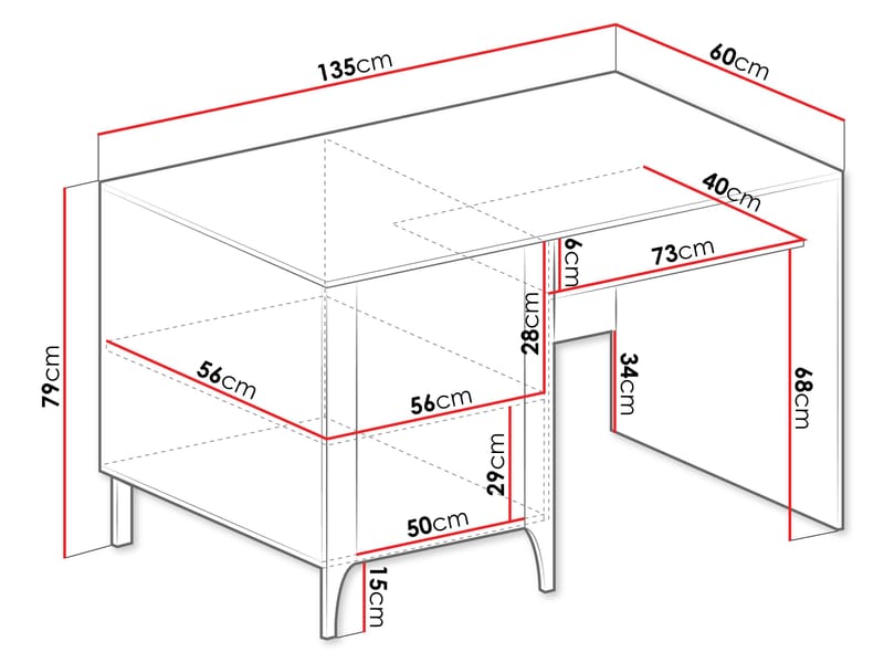 Aggarwal Kirjoituspöytä 135 cm - Huonekalut - Pöytä & ruokailuryhmä - Työpöytä - Tietokonepöytä