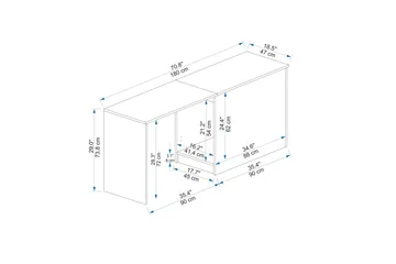 Akser Kirjoituspöytä 47x180 cm - Ruskea/Antrasiitti - Huonekalut - Pöytä & ruokailuryhmä - Työpöytä - Tietokonepöytä
