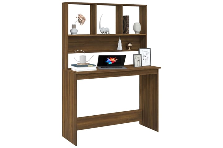 beBasic Työpöytä hyllyillä ruskea tammi 110x45x157 cm tekninen puu - Ruskea - Tietokonepöytä
 - Kirjoituspöytä