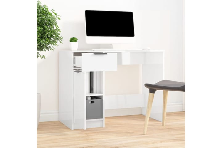 beBasic Työpöytä korkeakiilto valkoinen 100x50x75 cm tekninen puu - Valkoinen - Kirjoituspöytä - Tietokonepöytä