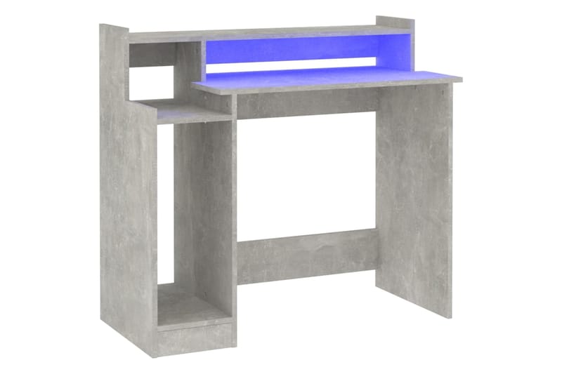 beBasic Työpöytä LED-valoilla betoninharmaa 97x90x45 cm tekninen puu - Harmaa - Huonekalut - Pöytä & ruokailuryhmä - Työpöytä
 - Tietokonepöytä