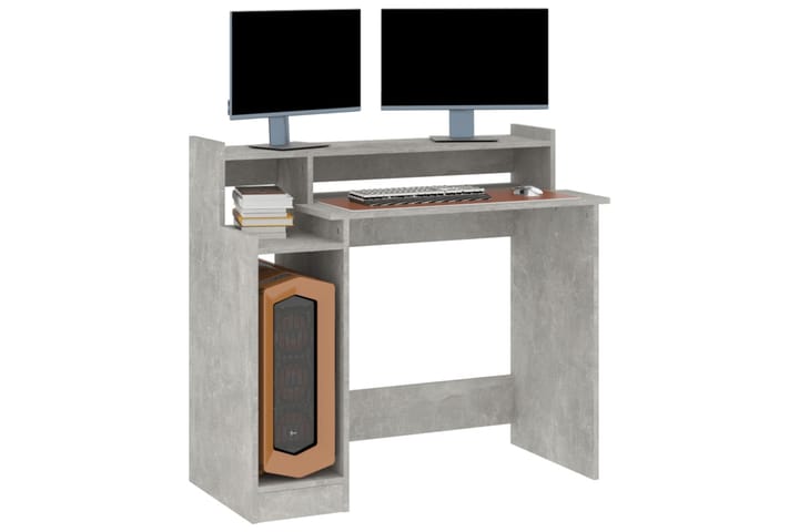 beBasic Työpöytä LED-valoilla betoninharmaa 97x90x45 cm tekninen puu - Harmaa - Tietokonepöytä
 - Kirjoituspöytä