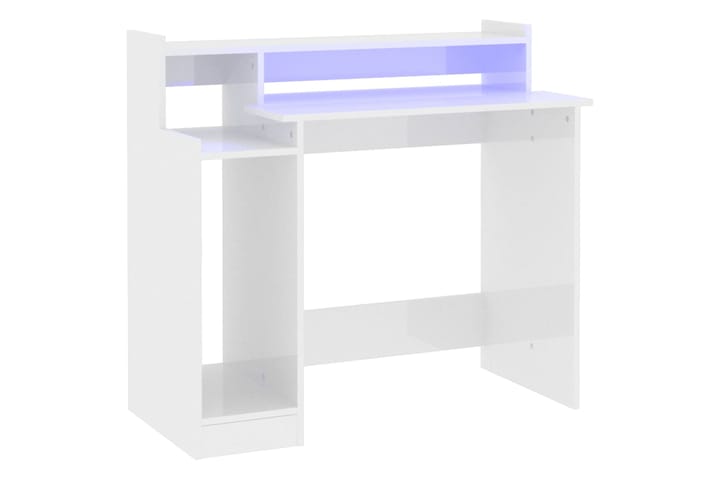 beBasic Työpöytä LED-valoilla korkeak. valk. 97x90x45 cm tekninen puu - Valkoinen - Tietokonepöytä
 - Kirjoituspöytä