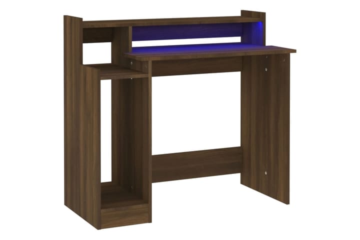 beBasic Työpöytä LED-valoilla ruskea tammi 97x90x45 cm tekninen puu - Ruskea - Tietokonepöytä
 - Kirjoituspöyt�ä