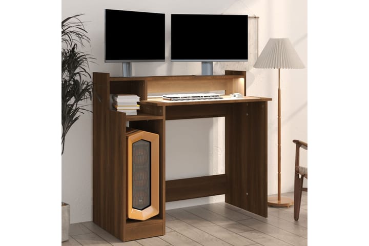 beBasic Työpöytä LED-valoilla ruskea tammi 97x90x45 cm tekninen puu - Ruskea - Tietokonepöytä
 - Kirjoituspöytä
