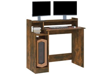 beBasic Työpöytä LED-valoilla savutammi 97x90x45 cm tekninen puu - Ruskea - Huonekalut - Pöytä & ruokailuryhmä - Työpöytä
 - Tietokonepöytä