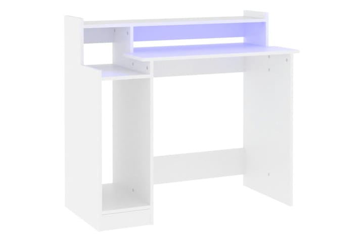 beBasic Työpöytä LED-valoilla valkoinen 97x90x45 cm tekninen puu - Valkoinen - Tietokonepöytä
 - Kirjoituspöytä