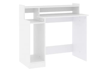 beBasic Työpöytä LED-valoilla valkoinen 97x90x45 cm tekninen puu - Valkoinen - Huonekalut - Pöytä & ruokailuryhmä - Työpöytä
 - Tietokonepöytä
