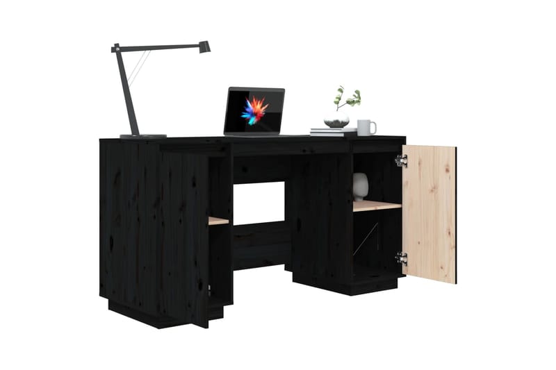 beBasic Työpöytä musta 140x50x75 cm täysi mänty - Musta - Huonekalut - Pöytä & ruokailuryhmä - Työpöytä
 - Tietokonepöytä