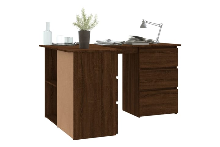 beBasic Työpöytä ruskea tammi 145x100x76 cm tekninen puu - Ruskea - Tietokonepöytä
 - Kirjoituspöytä