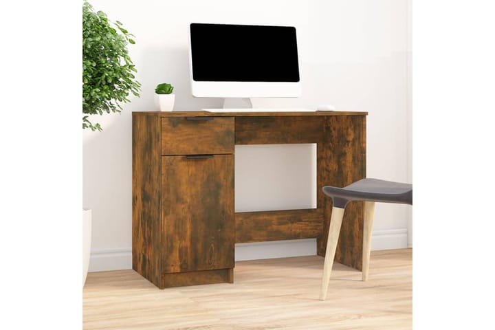 beBasic Työpöytä savutammi 100x50x75 cm tekninen puu - Ruskea - Kirjoituspöytä - Tietokonepöytä