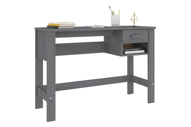 beBasic Työpöytä tummanharmaa 110x40x75 cm täysi mänty - Harmaa - Huonekalut - Pöytä & ruokailuryhmä - Työpöytä
 - Tietokonepöytä