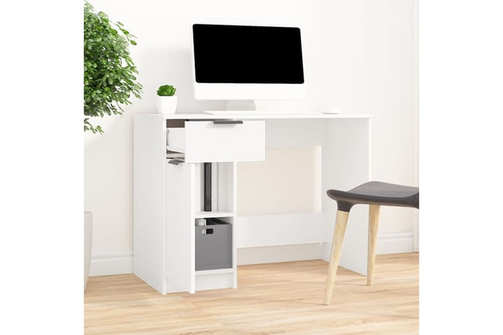 beBasic Työpöytä valkoinen 100x50x75 cm tekninen puu - Valkoinen - Kirjoituspöytä - Tietokonepöytä