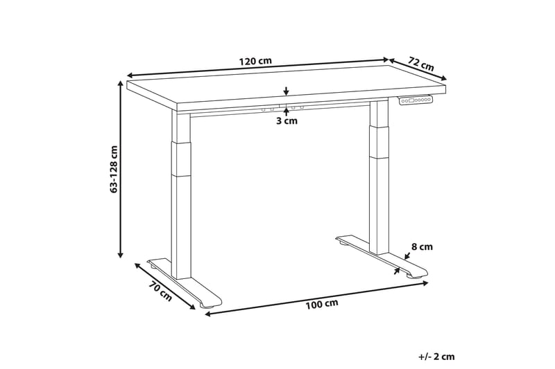 Bina Työpöytä 72x120 cm - Harmaa/Musta - Huonekalut - Pöytä & ruokailuryhmä - Työpöytä - Tietokonepöytä