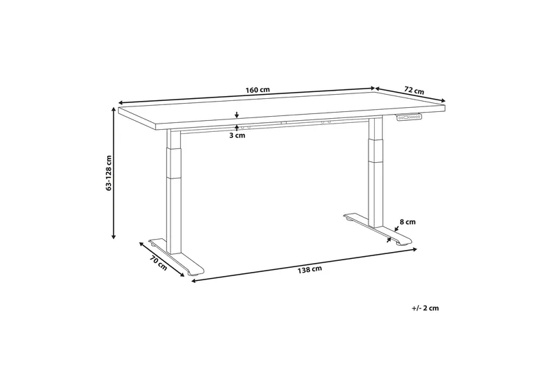 Bina Työpöytä 72x160 cm - Tumma puu/Valkoinen - Huonekalut - Pöytä & ruokailuryhmä - Työpöytä
 - Tietokonepöytä