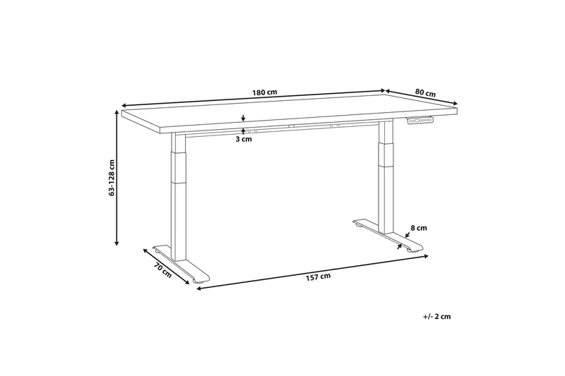 Bina Työpöytä 80x180 cm - Valkoinen/Musta - Huonekalut - Pöytä & ruokailuryhmä - Työpöytä
 - Tietokonepöytä