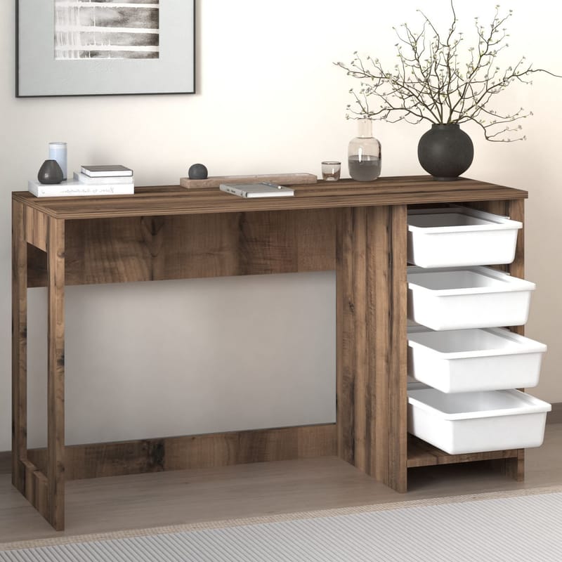 Branik työpöytä 120x73x45 cm - White ja Antique Walnut - Huonekalut - Pöytä & ruokailuryhmä - Työpöytä - Tietokonepöytä