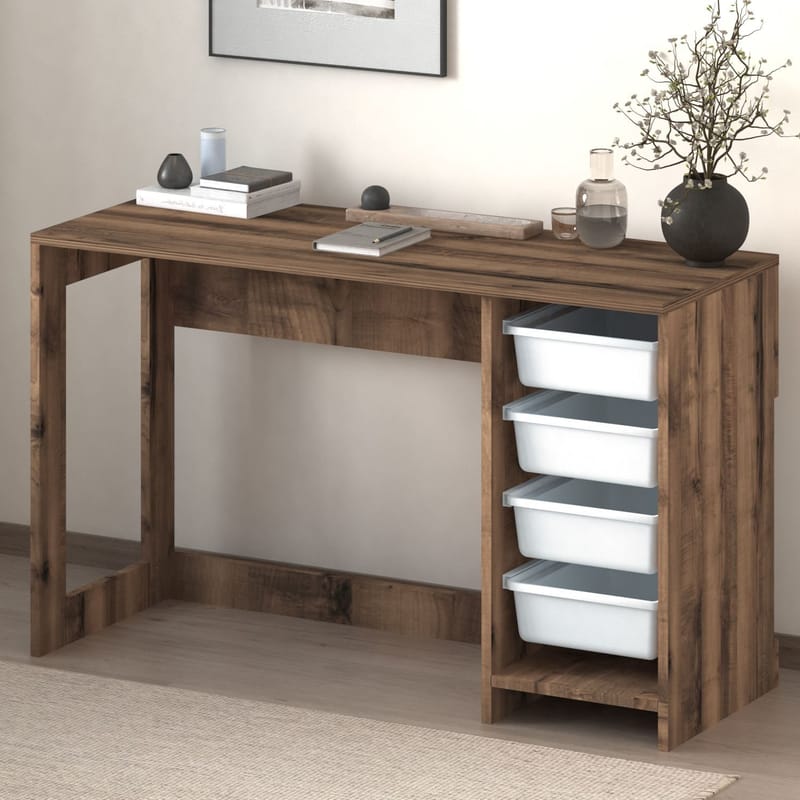 Branik työpöytä 120x73x45 cm - White ja Antique Walnut - Huonekalut - Pöytä & ruokailuryhmä - Työpöytä - Tietokonepöytä