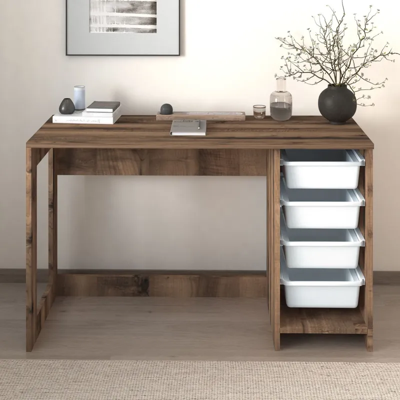 Branik työpöytä 120x73x45 cm - White ja Antique Walnut - Huonekalut - Pöytä & ruokailuryhmä - Työpöytä - Tietokonepöytä