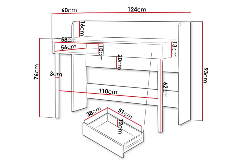 Buhan Kirjoituspöytä 60x124 cm - Beige / Ruskea - Huonekalut - Pöytä & ruokailuryhmä - Työpöytä - Tietokonepöytä