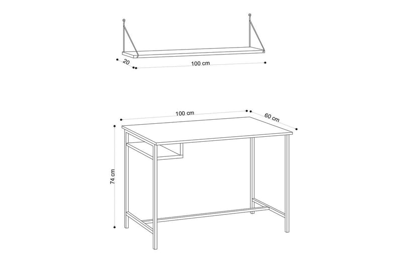 Cadris Kirjoituspöytä 60x100 cm - Tammi/Musta - Huonekalut - Pöytä & ruokailuryhmä - Työpöytä
 - Tietokonepöytä