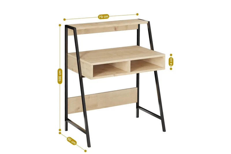 Chass Kirjoituspöytä 50x79 cm - Tammi/Musta - Huonekalut - Pöytä & ruokailuryhmä - Työpöytä
 - Tietokonepöytä