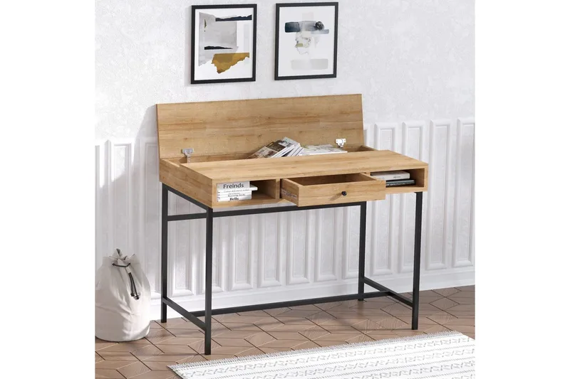 Cladells Kirjoituspöytä 60x100 cm - Tammi/Musta - Huonekalut - Pöytä & ruokailuryhmä - Työpöytä
 - Tietokonepöytä