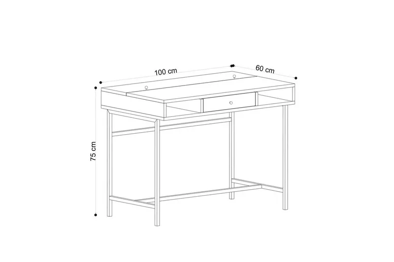 Cladells Kirjoituspöytä 60x100 cm - Tammi/Musta - Huonekalut - Pöytä & ruokailuryhmä - Työpöytä
 - Tietokonepöytä