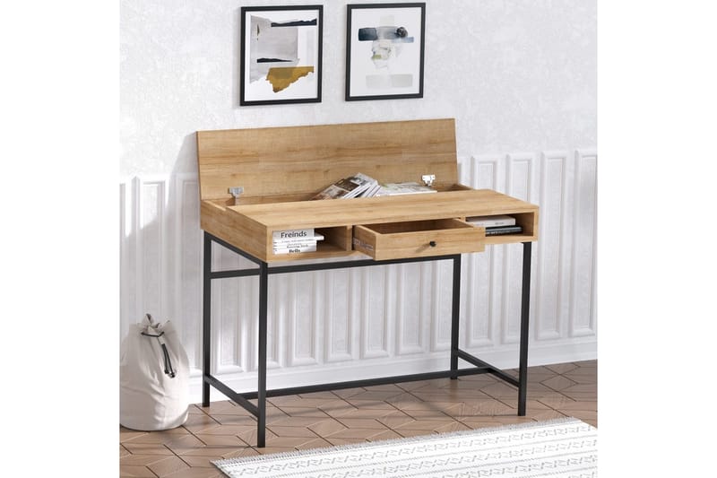 Cladells Kirjoituspöytä 60x100 cm - Tammi/Musta - Huonekalut - Pöytä & ruokailuryhmä - Työpöytä
 - Tietokonepöytä