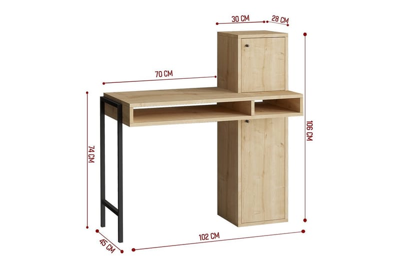 Dora Kirjoituspöytä 45x102 cm - Musta/Keskisävyinen puu - Huonekalut - Pöytä & ruokailuryhmä - Työpöytä
 - Tietokonepöytä