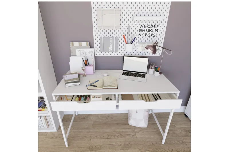 Durusu Kirjoituspöytä 55x120 cm - Valkoinen - Huonekalut - Pöytä & ruokailuryhmä - Työpöytä - Tietokonepöytä