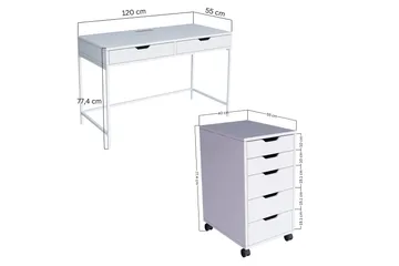 Durusu Kirjoituspöytä 55x120 cm - Valkoinen - Huonekalut - Pöytä & ruokailuryhmä - Työpöytä - Tietokonepöytä