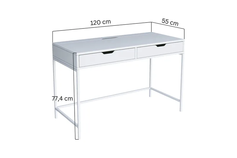 Durusu Kirjoituspöytä 55x120 cm - Valkoinen - Huonekalut - Pöytä & ruokailuryhmä - Työpöytä - Tietokonepöytä