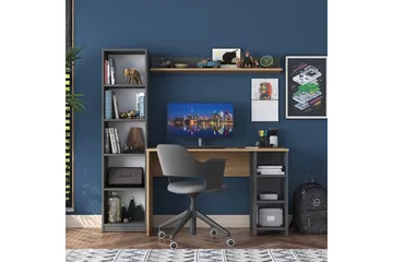 Eireann Kirjoituspöytä 45x160 cm - P ähkinäpuu/Antrasiitti - Huonekalut - Pöytä & ruokailuryhmä - Työpöytä - Tietokonepöytä