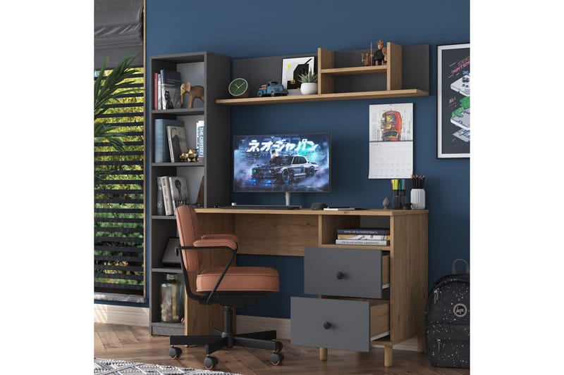 Eireann Kirjoituspöytä 50x120 cm - Pähkinäpuu/Antrasiitti - Huonekalut - Pöytä & ruokailuryhmä - Työpöytä - Tietokonepöytä