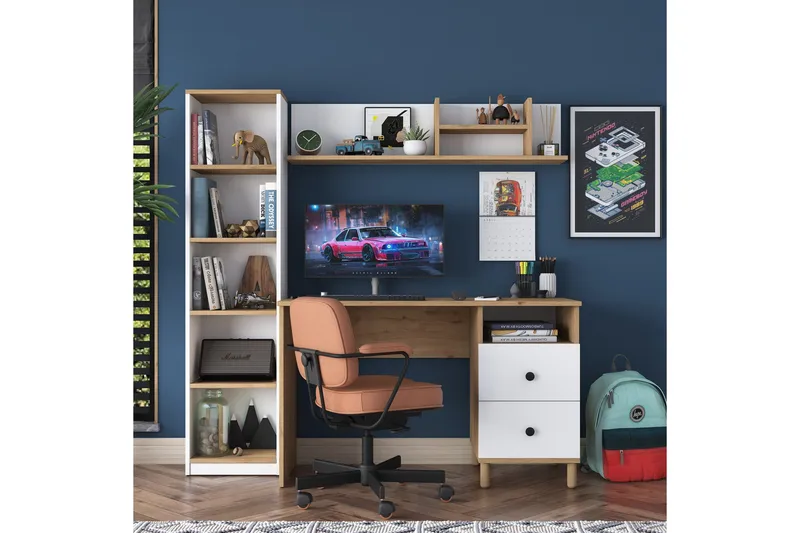 Eireann Kirjoituspöytä 50x120 cm - Pähkinäpuu/Valkoinen - Huonekalut - Pöytä & ruokailuryhmä - Työpöytä - Tietokonepöytä