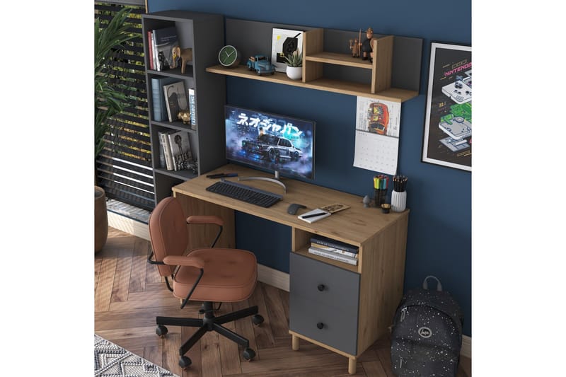 Eireann Kirjoituspöytä 50x120 cm - Pähkinäpuu/Antrasiitti - Huonekalut - Pöytä & ruokailuryhmä - Työpöytä - Tietokonepöytä