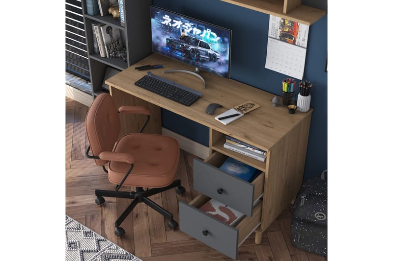 Eireann Kirjoituspöytä 50x120 cm - Pähkinäpuu/Antrasiitti - Huonekalut - Pöytä & ruokailuryhmä - Työpöytä - Tietokonepöytä